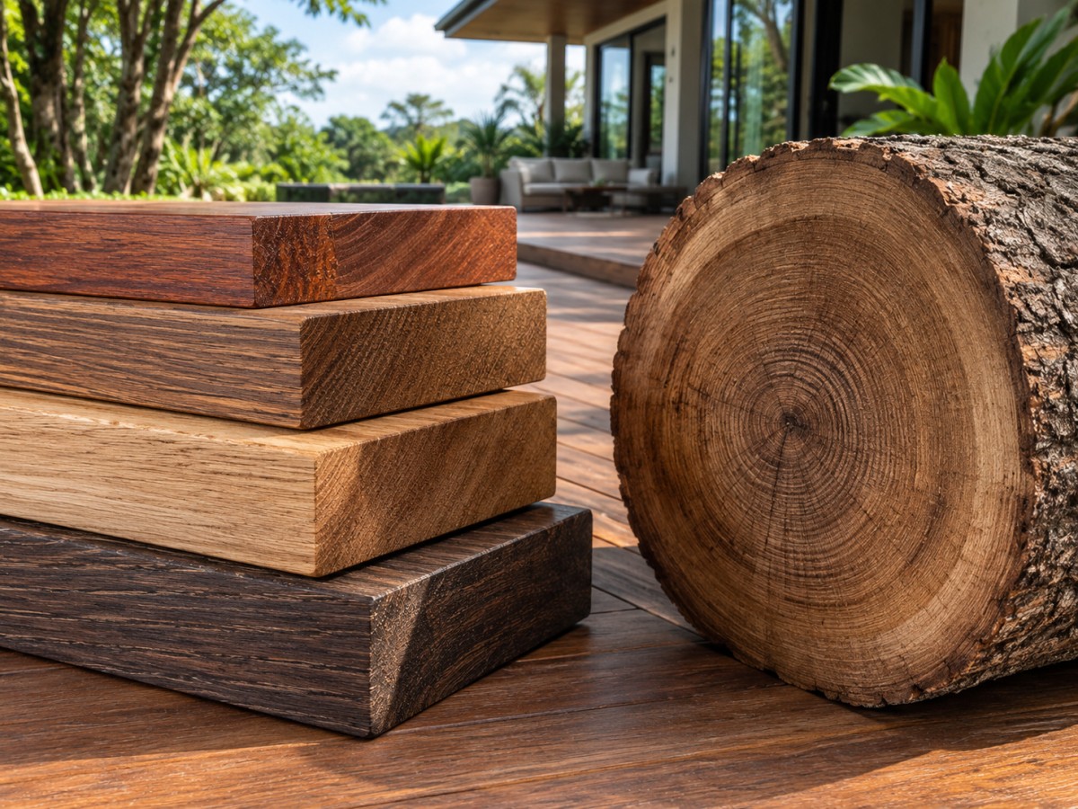 Dense tropical hardwood decking boards