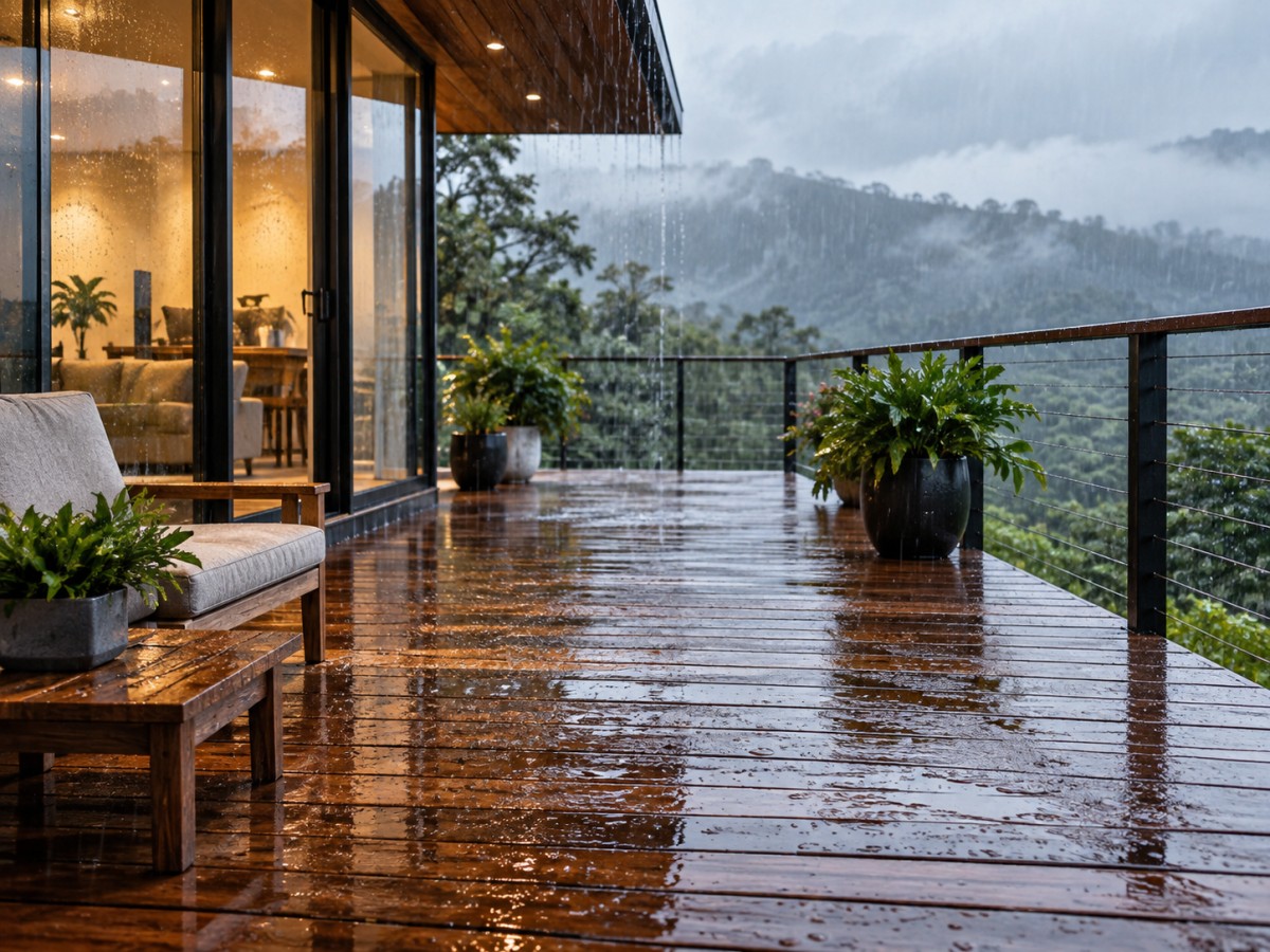 Rainfall Impact on Outdoor Decking Area