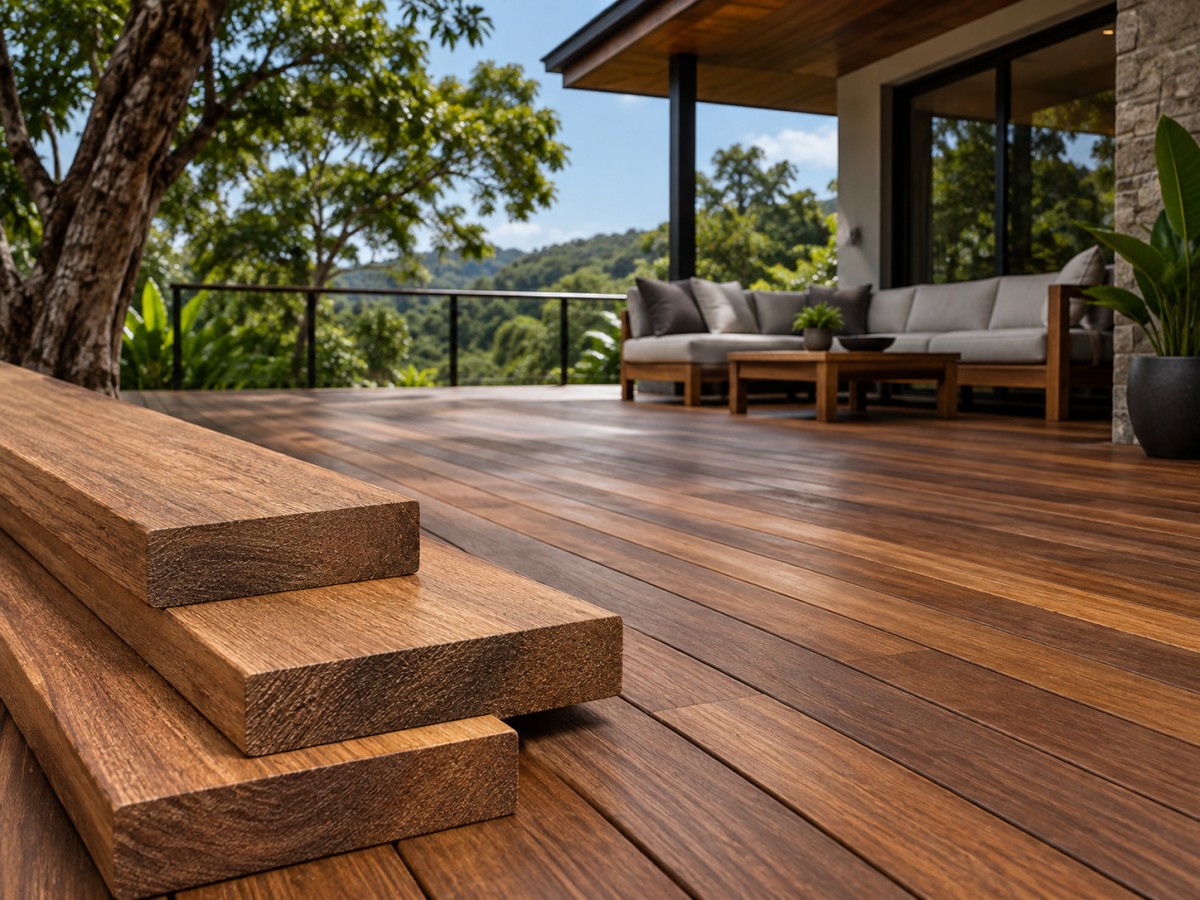Belian Timber Decking Stacked Boards